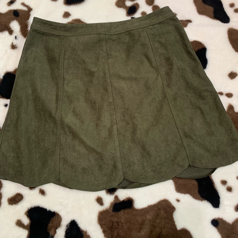 Olive Green Suede Skirt